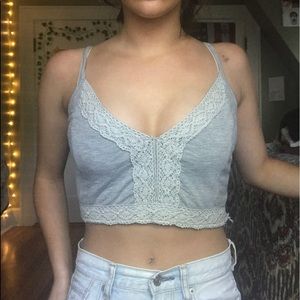 GRAY LACE TANK